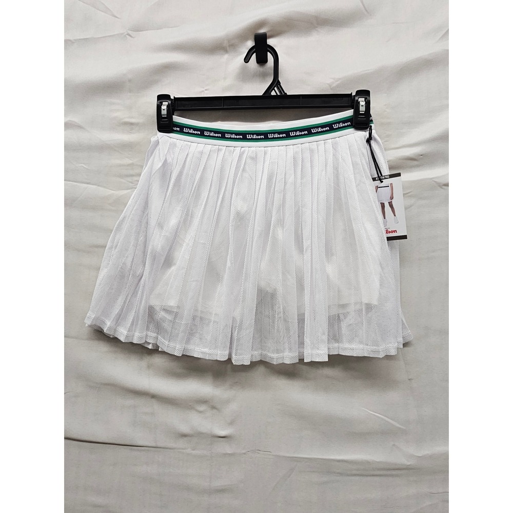 Wilson Girls Pleated Tennis‎ Skort White Polyester Blend Athletic Size XL